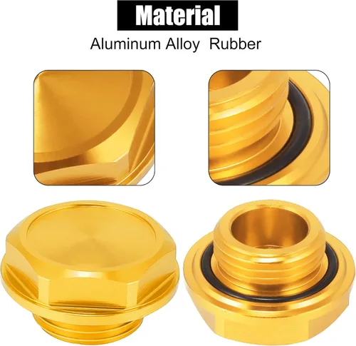 Vista 4 de X AUTOHAUX Tapa de Tapón de Llenado de Aceite del Motor de Aleación de Aluminio Tono Dorado Cubierta para Toyota TRD Highlander RAV4 Yaris Camry Reiz