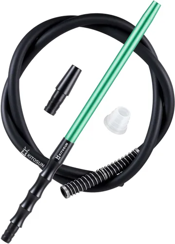 Vista 10 de Kitosun D-Hose Juego de manguera para cachimba – Accesorios para shisha premium de 1.1 pies de largo mango de boquilla de aluminio desmontable Negro
