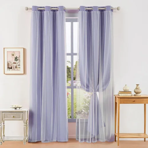 Vista 19 de indistar Home Cortinas opacas de doble capa con ojales sólidos en la parte superior, par de paneles de cortinas para ventana, 35 pulgadas de ancho x