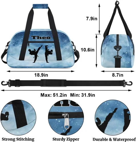 Vista 2 de Bolsas de lona deportivas personalizadas para niños, bolsa de entrenamiento personalizada para gimnasio, bolsa de entrenamiento con nombre