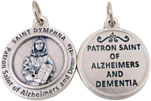 Vista 14 de Medalla de santos católicos con base de alpaca, con inscripción de oración de protección, 3/4 pulgadas.
