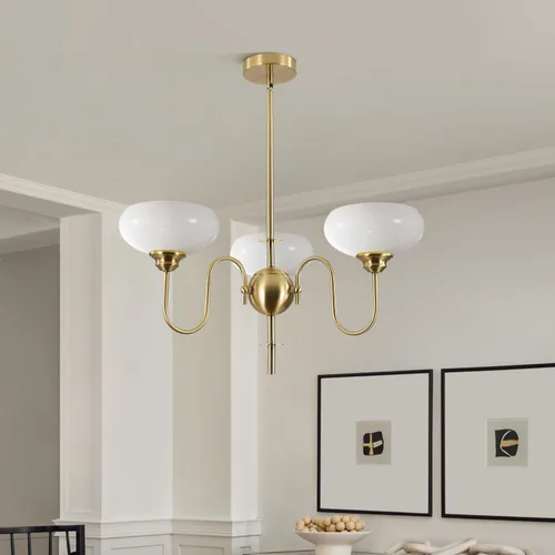 Vista 3 de BOKT Candelabro Francés de Oro y Blanco Moderno de 3 Luces para Comedor Sobre Mesa Candelabros Vintage para Vestíbulo Ajustables
