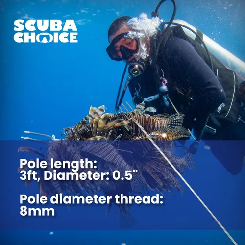 Vista 7 de Scuba Choice Spearfishing - Eslinga hawaiana de poste de aluminio de 3 pies con punta de arpón de 3 puntas