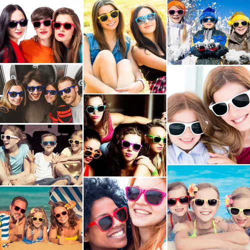 Vista 6 de 20 pares de lentes de sol a granel para adultos, retro de los años 70 y 90, gafas baratas para suministros de fiesta