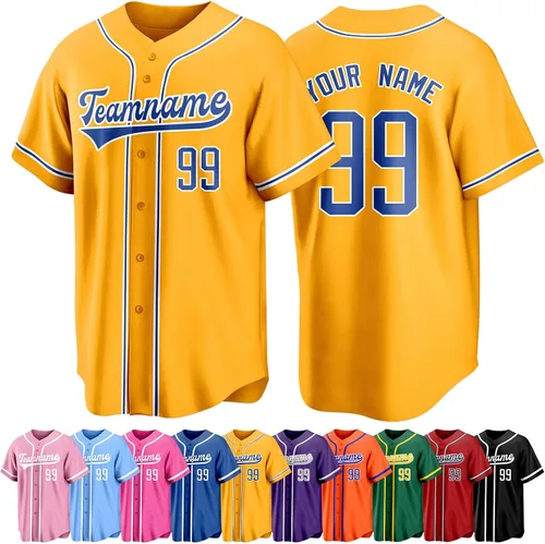 Vista 35 de Custom Baseball Jersey Personalized Short Sleeve Team Sport Uniform Baseball Shirt for Men Women Youth Boy