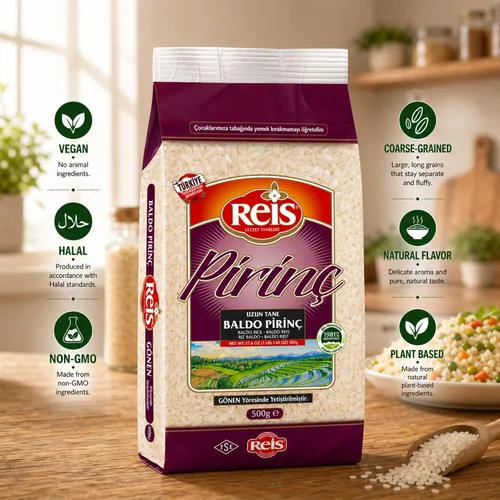Vista 3 de Reis Arroz baldo, 1.1 libras (17.64 oz), arroz blanco de grano largo, bolsa de cereales naturales para pilafs y comidas, alimentos básicos