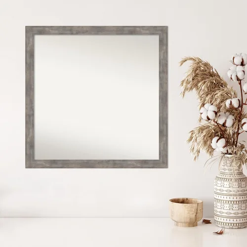 Vista 58 de Amanti Art Silver Bathroom Mirror for Over Sink, 26x35 Custom Made Marred Pewter Rectangle Vanity Mirror, Large Casual Wood Frame, Hangs Horizonally