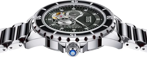 Vista 5 de Diella Men's Automatic Mechanical Wrist Watches, Luxury Skeleton Watches for Men with Black Green Jade & Steel Strap
