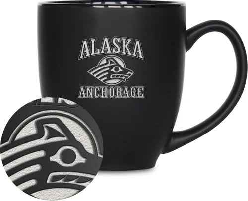 Vista 283 de Rico Industries - Taza de cerámica mate negra con grabado láser estándar de 15oz para NCAA (escuelas T & U) - Para bebidas calientes o frías