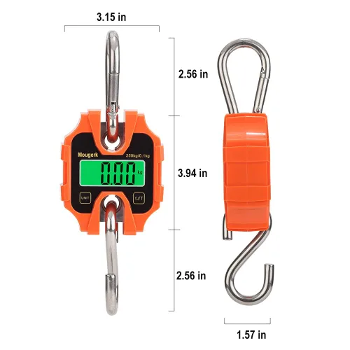 Vista 4 de Báscula colgante digital portátil resistente para grúa de 551.2 lbs, 500 libras, 2 pilas AAA (no incluidas)