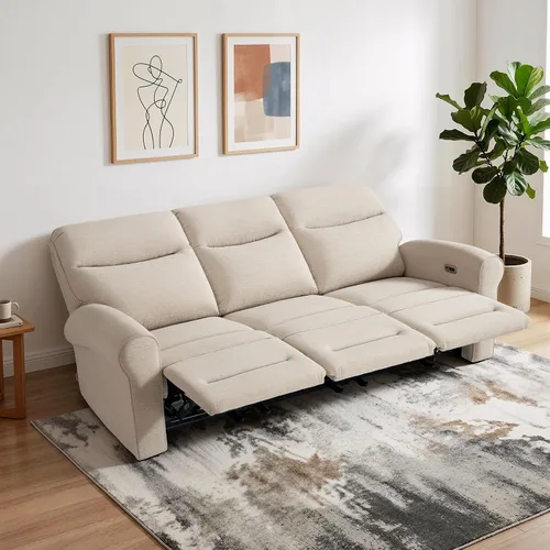 Vista 8 de MCombo Sofá reclinable eléctrico Hugger de pared de 87.8 pulgadas, sofá reclinable triple de 3 asientos con puertos USB, sofá reclinable con brazo