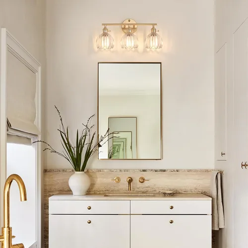 Vista 51 de Shenmoyl Lámparas de baño, lámpara de pared de 2 luces para tocador sobre espejo con pantalla de vidrio tulipán blanco para dormitorio, sala