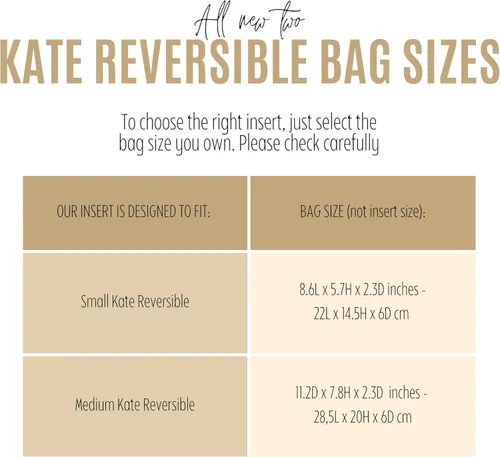 Vista 2 de Divitize Premium Purse Organizer fits Kate Reversible Bag Organizer, Kate Reversible Bag Insert, Handmade 2mm Premium Felt Snug Sturdy Fit with Gold