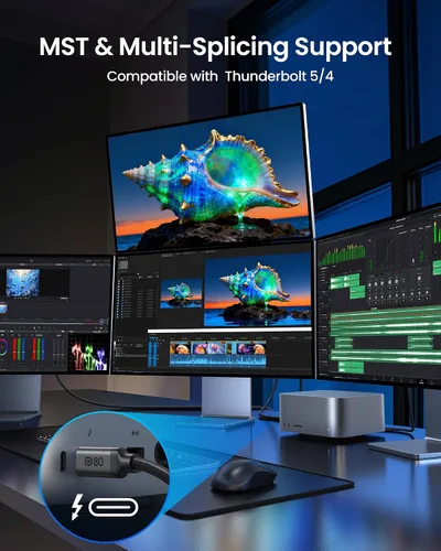 Vista 7 de Silkland Cable USB C a DisplayPort 2.1 de 80 Gbps [16K @60Hz, 8K @240Hz, 4K @540Hz], cable unidireccional Thunderbolt 5/4 a DisplayPort, USBC a DP
