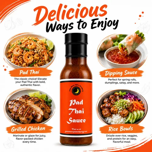 Vista 4 de Premium Salsa PAD THAI Elaborada en pequeños lotes con hierbas frescas de granja para un sabor y ralladura premium Salsa Bold Pad Thai