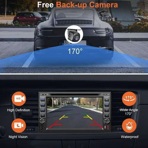 Vista 5 de Radio estéreo de coche doble DIN con reproductor de CD/DVD, control de voz Carplay y Android Auto, audio de coche de 7 pulgadas con pantalla táctil