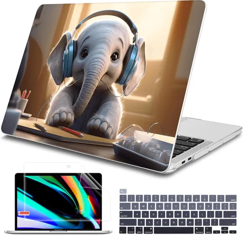 Vista 9 de Tuiklol para MacBook Pro de 13 pulgadas M2 Clip 2022, versión 2021 2020 M1 A2338 A2289 A2251, carcasa rígida de plástico y cubierta de teclado