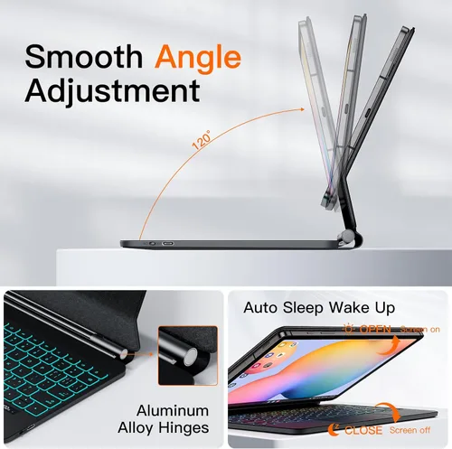 Vista 6 de JUQITECH Magic Keyboard - Funda para Samsung Galaxy Tab S6 Lite de 10.4 pulgadas, soporte magnético flotante voladizo inalámbrico retroiluminado