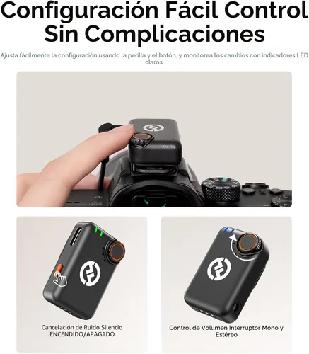 Vista 7 de Micrófono inalámbrico Hollyland Lark M2S Combo (RX de cámara + RX USB-C + cable Lightning) para iPhone/cámara/Android/PC, clip de titanio