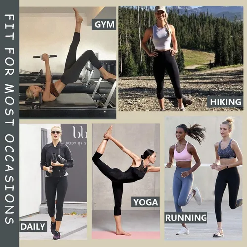 Vista 5 de Leggings capri para mujer con bolsillos, cintura alta, control de abdomen, no se transparentan, pantalones de yoga suaves para entrenamiento