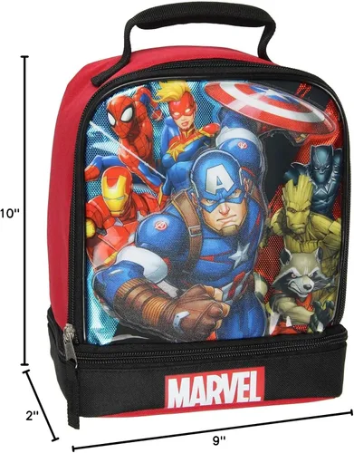 Vista 6 de Bioworld Marvel Universe Comics Avengers Capitán América - Lonchera aislada con doble compartimento de 10 pulgadas