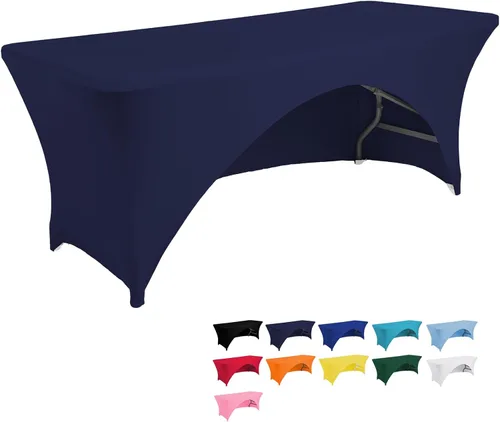 Vista 10 de Jeloris Mantel rectangular de elastano con parte trasera abierta (4 pies, verde) ajustado, lavable, sin arrugas, elástico y elástico para mesa