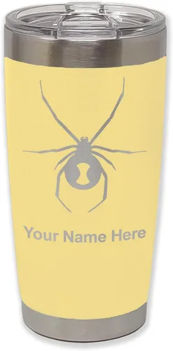 Vista 41 de LaserGram Vaso aislado al vacío de 20 onzas, araña viuda negra, grabado personalizado incluido (negro)