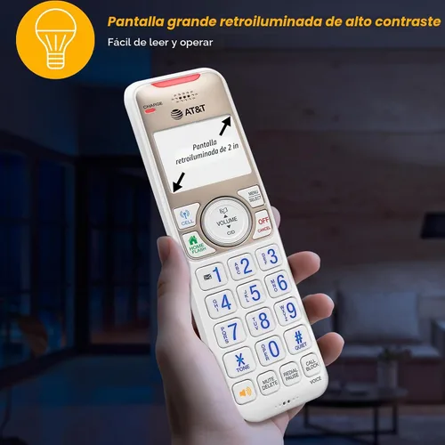 Vista 6 de AT&T 1-Handset DECT 6.0 - Teléfono inalámbrico expandible Bluetooth para el hogar con contestador, bloqueo inteligente de llamadas, identificador
