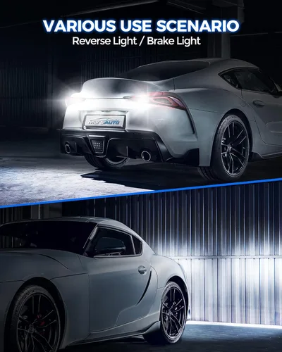 Vista 3 de Marsauto Focos LED de reversa mejorados 3157 3156, luz trasera de estacionamiento, DRL, luz de freno con proyector para reemplazo de focos 3047 3457