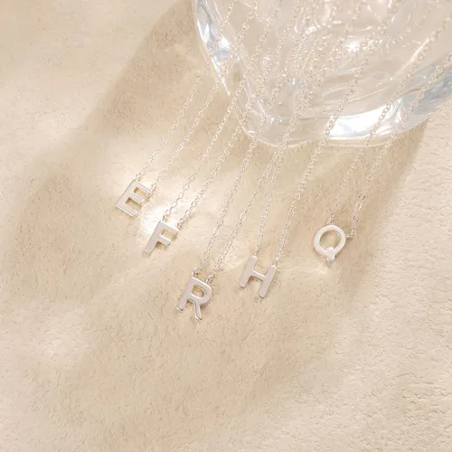 Vista 7 de Collares con iniciales para mujer, delicado collar de letra plateada con nombre personalizado con monograma, collar simple y lindo con inicial