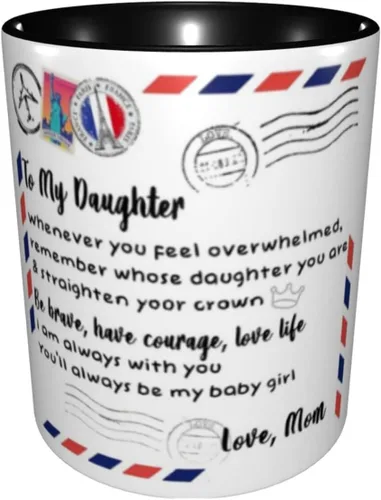 Vista 3 de Taza de café con letra de mamá a hija, tazas de té, tazas de café, tazas de café de cerámica para mujeres, hombres, oficina, hogar, regalo del día