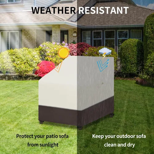 Vista 7 de Easy-Going Funda para silla de patio, resistente a los rayos UV, bicolor, impermeable, para muebles de exterior, con dobladillo reflectante