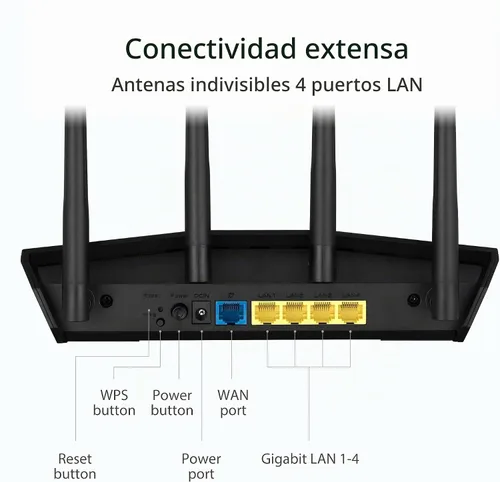 Vista 8 de [Usado] ASUS Router AX3000 WiFi 6 (RT-AX57) - Router de Internet inalámbrico Gigabit de doble banda, juegos y transmisión, compatible con AiMesh