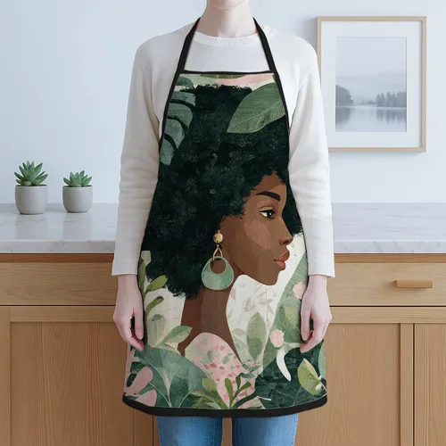 Vista 6 de Botanical Aprons for Cooking, Artistic Floral Design Kitchen Apron for Adults, Stylish Greenery Pattern Washable Apron Bbq