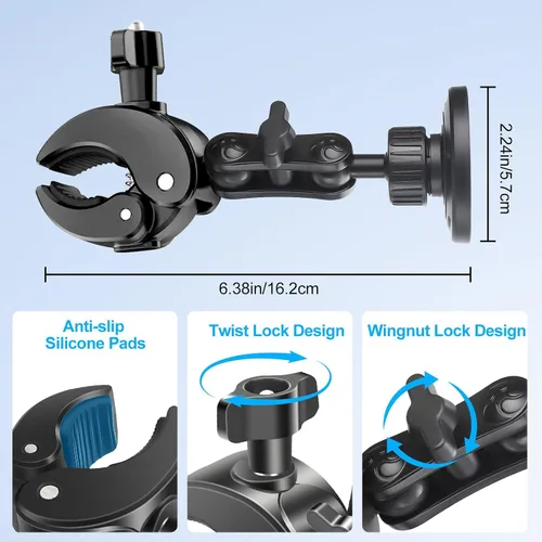 Vista 6 de EEEKit Soporte magnético para manillar de teléfono de bicicleta con brazo de extensión de 5.12 pies, soporte de abrazadera para cinta de correr