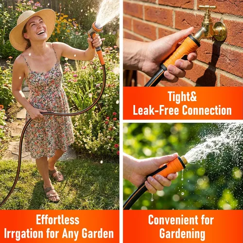 Vista 6 de Manguera de jardín de 3 x 5/8 pulgadas, manguera de agua resistente, flexible y duradera, resistente a las torceduras, ligera, manguera híbrida a