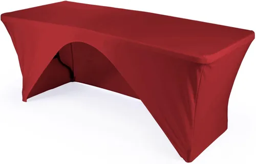 Vista 7 de LA Linen Mantel de elastano con respaldo abierto para mesa rectangular de 6 pies, 72 x 30 x 30 pulgadas, color negro