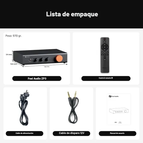 Vista 8 de Fosi Audio ZP3 Preamplificador Balanceado para Audio Doméstico, 2 Entradas RCA y 1 XLR, Salidas RCA/XLR y Sub-Out, Preamplificador para Estéreo de 2