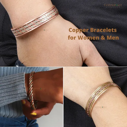 Vista 18 de Pulseras de cobre para hombres y mujeres Juego de 3 con caja de regalo Hecho a mano 100% cobre Regalo para mujeres y hombres