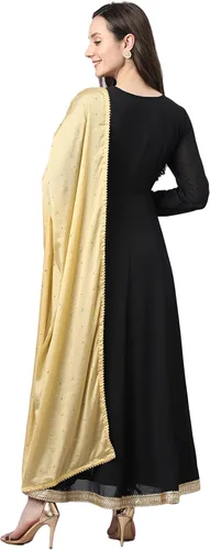 Vista 7 de Janasya Indian Georgette - Kurta sólido para mujer con Dupatta