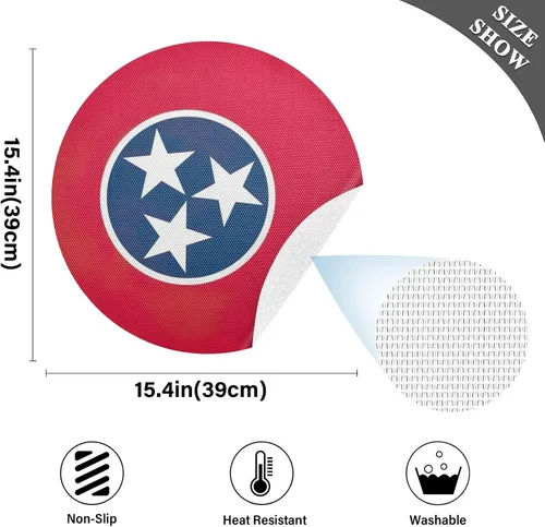 Vista 13 de Aruba Flag Round Table Placemats 15 Inch, Seasonal Table Mats Modern Place Mats for Dining, Kitchen, Parties, Camping