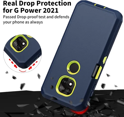 Vista 2 de Jiunai Funda para Moto G Power 2021, 3 piezas, armadura resistente, a prueba de golpes, híbrida de doble capa, protección contra caídas, resistente