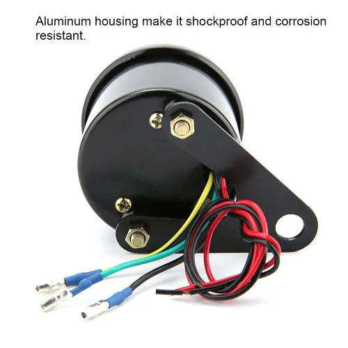 Vista 4 de Tacómetro electrónico universal con retroiluminación LED de 12 V, medidor de motocicleta de CC, construcción de aluminio, requiere instalación