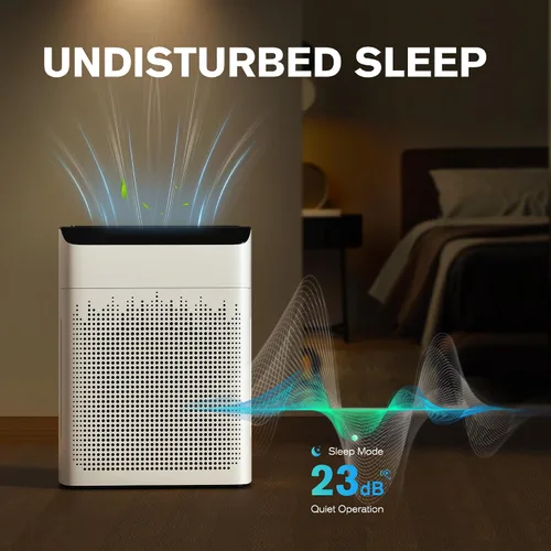 Vista 5 de Purificadores de aire para habitación grande del hogar de hasta 1690 pies cuadrados, filtro HEPA con monitor PM 2.5, compatible con WiFi y Alexa