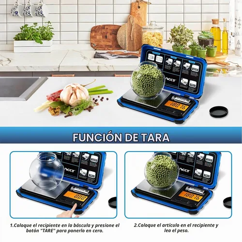 Vista 5 de Báscula de bolsillo de precisión, 200 gx0.0.04 oz escala de gramos de joyería Báscula digital para alimentos con pantalla LCD, conversiones de 6