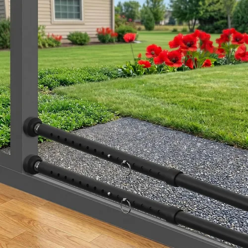 Vista 9 de PBHEPJ Paquete de 1 barra de seguridad para puerta corredera, barra de seguridad ajustable de 18.5 a 51 pulgadas para puerta de patio con puntas