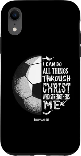 Vista 25 de Funda para iPhone 17 con versículo bíblico de fútbol Christian Sayings Philippians 4:13