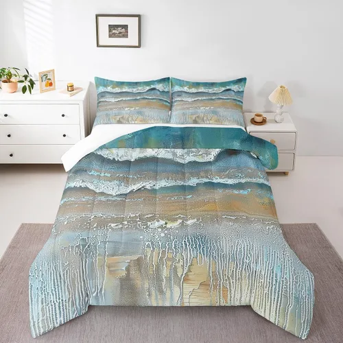 Vista 23 de Erosebridal Edredón náutico costero, juego de ropa de cama y colecciones de playa de verano, estilo clásico, edredón de plumón oceánico