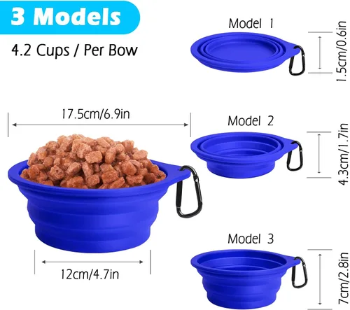 Vista 4 de PetBonus 2-Pack Silicone Collapsible Dog Bowls and Dog Collar Safety Clip