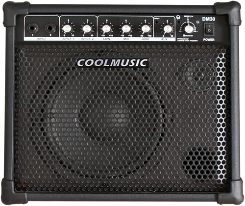 Vista 2 de Coolmusic Amplificador de batería 30W, amplificador de teclado de altavoz de tambor eléctrico inalámbrico con ecualizador de 3 bandas y salida DI